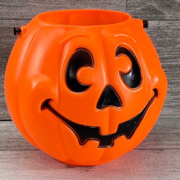 Jack O Lantern Pumpkin Bucket 1997 Vtg Trick Or Treat Grand Venture Halloween - Picture 1 of 14
